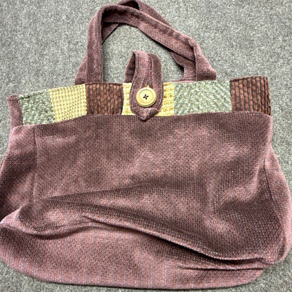 Vtg Leather Hobo Patchwork Handbag Purse Y2K Wide Straps